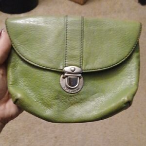 Marc Jacobs Green Leather Clutch with Silver Clasp